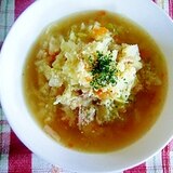 細かく刻んでスピーディー　　具沢山の食べるスープ